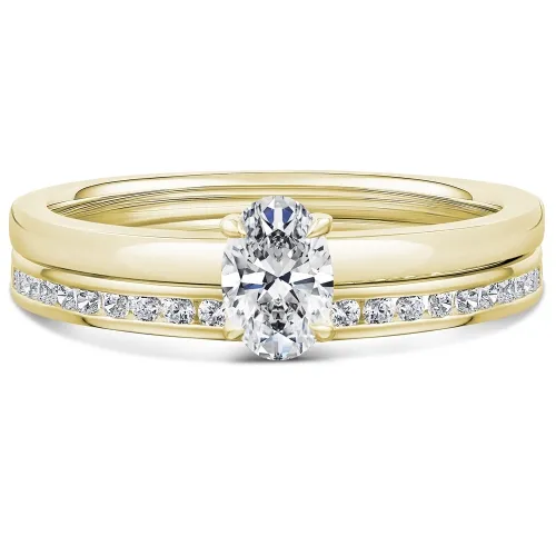 Yellow Gold Diamond Oval Bridal Set - Yellow Aster